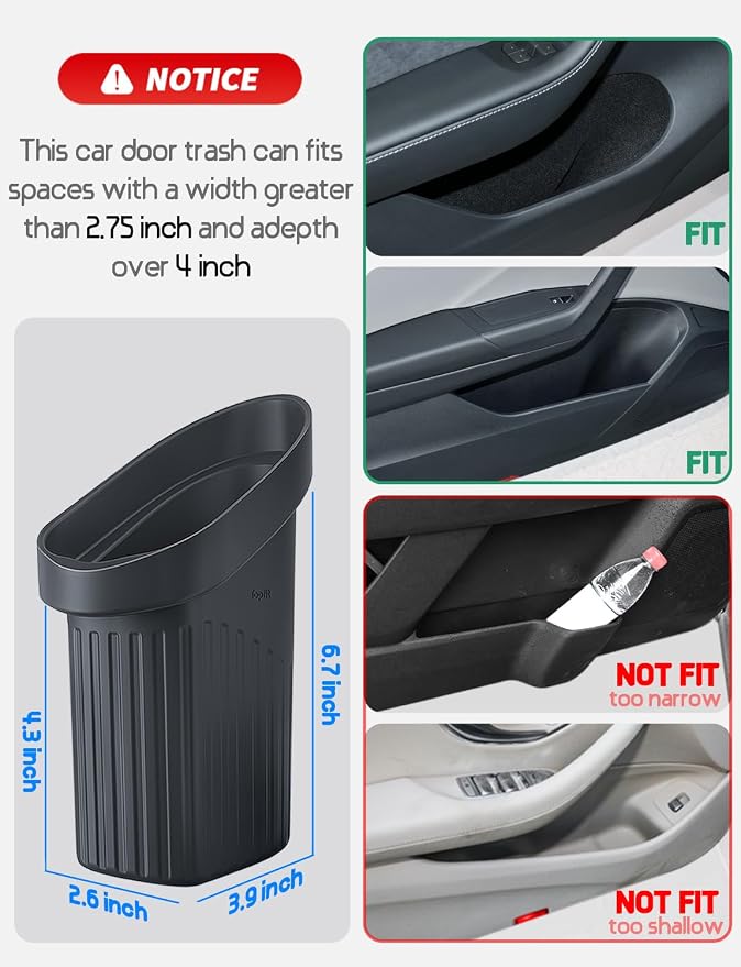BMZX Car Trash Can Trash Bin, Accessories for Interior Mini Garbage Can, Car Door Trash Can,Multifunctional Organizers and Storage, Home and Office