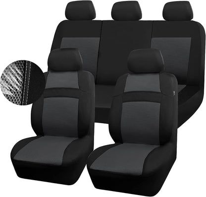 CAR PASS 3D Air Mesh Seat Cover Full Sets, Charcoal Car Seat Cover with 5mm Composite Sponge Inside,Airbag Compatible Universal Fit for SUV,Vans,sedans, Trucks, Automotive Interior Covers(Black Gray)