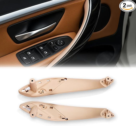 2PCS Door Handles Replacement for BMW 3 Series F30 4 Series F32 F80 F82 Inner Door Pull Strap Armrest Bracket Handle Kit Interior Trim for BMW 2013-2018 320 328 330 335 2014-2019 428 435 (Beige)