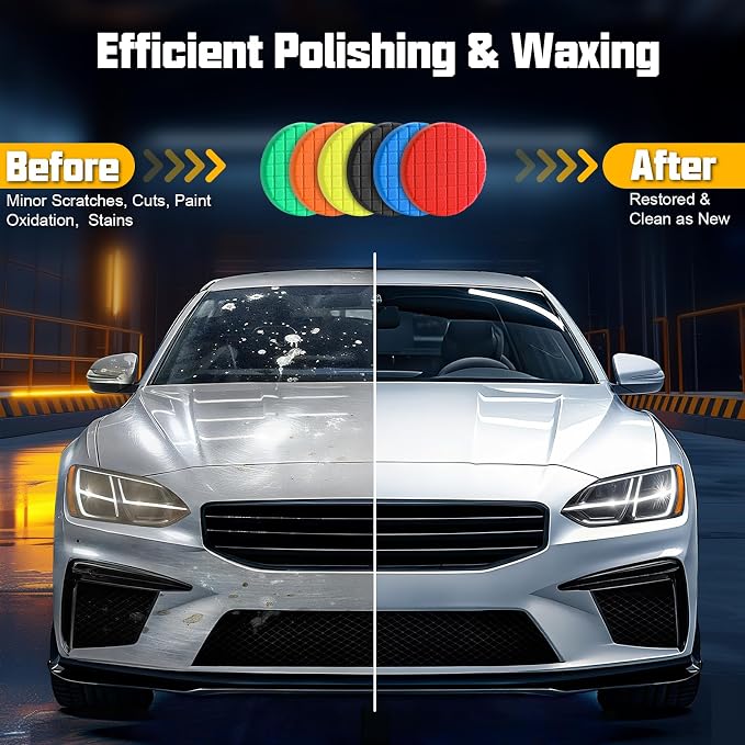 Foam Buffing Pads 6.5 Inch, 3Pcs Red Waxing Polishing Pad Set for Car Paint Gloss, Sealing Glaze and Detailing