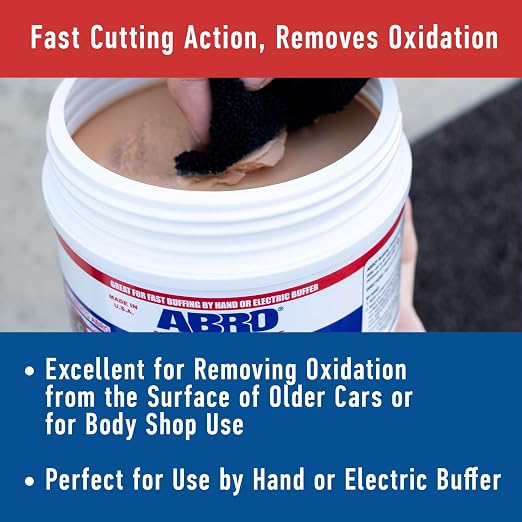 ABRO Rubbing Compound 10 oz — Fast-Cut Car Scratch Remover & Buffing Compound for Oxidized Paint, Scuffs, Swirl Marks, Dull Finish, Paint Correction & Auto Detailing