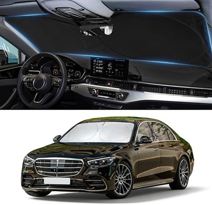 Sun Shade for C250 C300 Windshield Sunshade Custom Fit for C Class W205 C250 C300 C400 b-en-z 2015-2021 Foldable Front Window Cover UV Bloker Sun Visor Sunscreen Protector