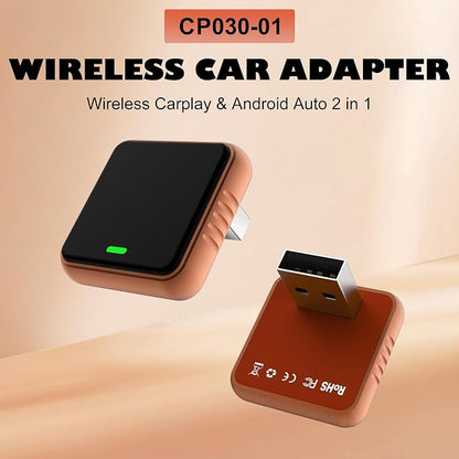 2026 CP030 Wireless CarPlay Adapter,5GHz USB&USB-C CarPlay Dongle,Plug&Play for 2016+ Wired CarPlay Cars,Aluminum Low Heat Auto Connect for iPhone iOS 10+