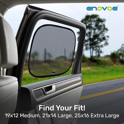 Enovoe Car Window Shade for Baby - (2 Pack) UV Protection Breathable Mesh Baby Window Covers - Sun Shade Blocker, Cling Windows Cover - Glare Shield and UV Rays Protection for Your Child - XL 25"x16"
