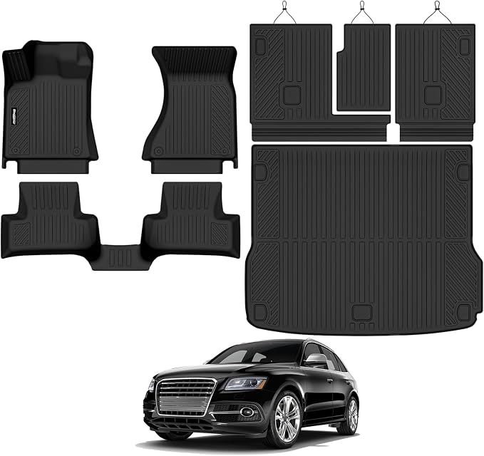 Floor Mats for 2009-2017 Audi Q5/SQ5, Trunk Mat and Backrest Mat All Weather TPE Protector for Audi Q5/SQ5 Accessories
