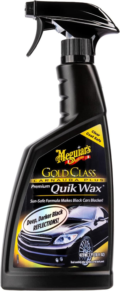 Meguiar's G7716 Gold Class Carnauba Quik Wax, Special Blend for Richness and Shine, Clear Coat Safe Meguiar's Quik Wax, Spray that Leaves Lasting Results without Residue, 16 Oz Containe (Pack of 6)