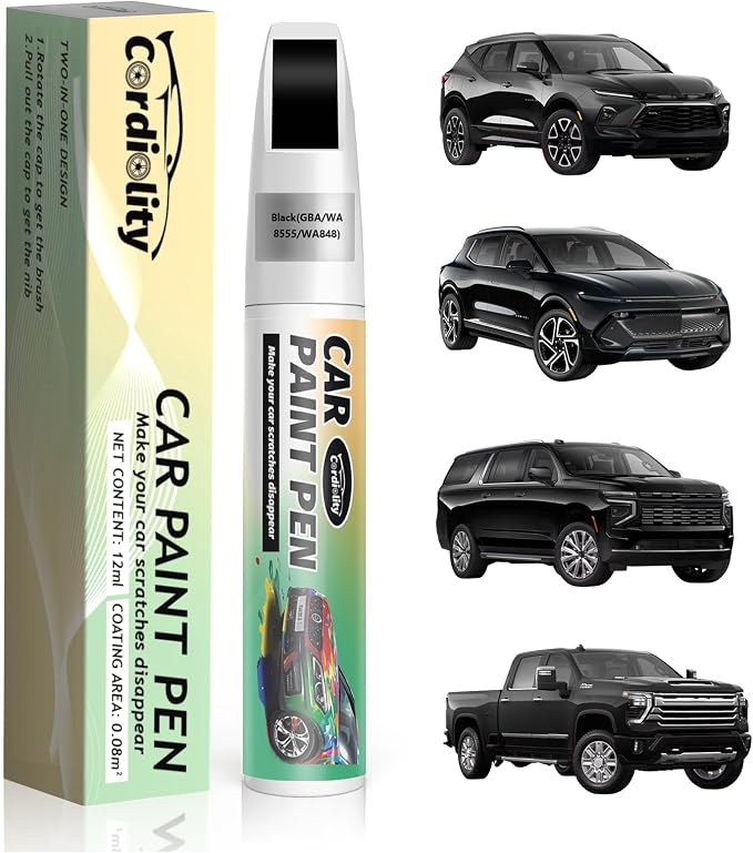Car Touch Up Paint Black(GBA/WA8555/WA848) for Chevrolet, Color Accurate Car Scratch Repair Remover Pen Fix Auto Paint Chips and Nicks