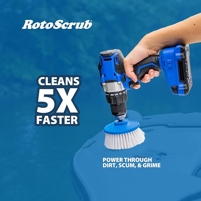 RotoScrub Drill-Powered Cleaning Brushes - 2-Brush Drill Accessory Combo Kit