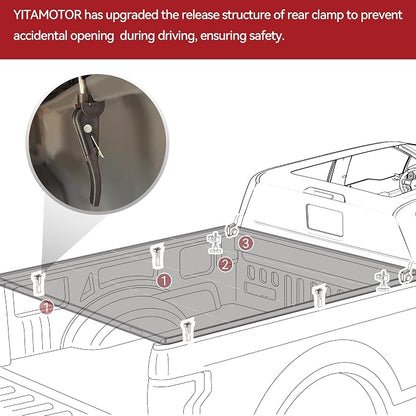 YITAMOTOR Soft Quad-fold Tonneau Cover Fits for Ford F-250 F-350 F250 F350 Super Duty 8ft Bed 1999-2016