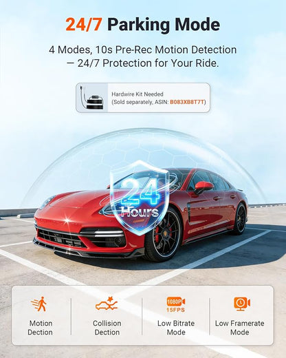 Vantrue New N4S 3 Channel Dash Cam, STARVIS 2 Night Vision, Front Rear Inside Dashcam for Cars, Front and Rear Dual Channel, PlatePix™ Tech, Parking Mode, Wi-Fi, GPS, 2" IPS, Support 1TB (RC18)