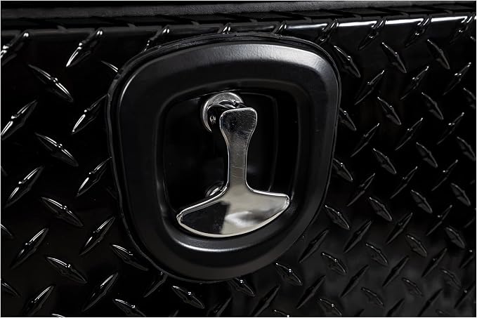 Buyers Products 1721561 Black Aluminum Diamond Tread Topsider Truck Box With Drop Door, 96x13x16 Inch, Weather Resistant, Locking Compression Latch, No Drill Install, Made in USA