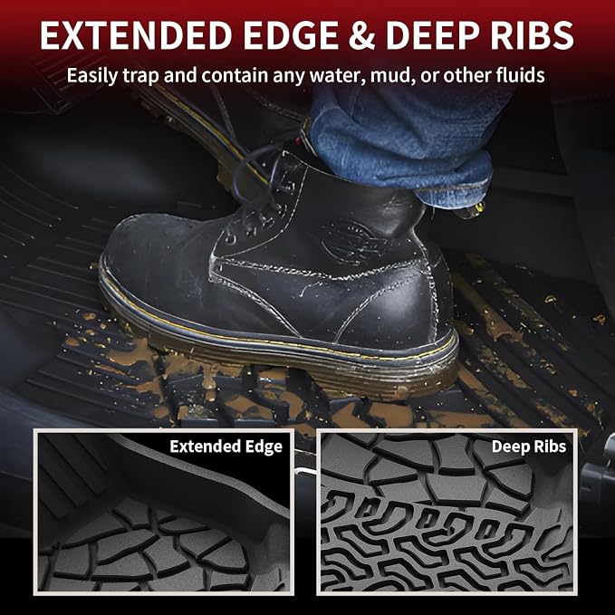 LASFIT Floor Mats & Cargo Liner for Ford Bronco 4-Door Carpet Floor Only 2026 2025 2024 2023 2022 2021 All Weather TPE SUV Trunk Mat Custom Fit Cargo Area Mat, 1st+2nd Row+Trunk Liner Full Set
