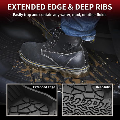 LASFIT Floor Mats & Cargo Liner for Ford Bronco 4-Door Carpet Floor Only 2026 2025 2024 2023 2022 2021 All Weather TPE SUV Trunk Mat Custom Fit Cargo Area Mat, 1st+2nd Row+Trunk Liner Full Set