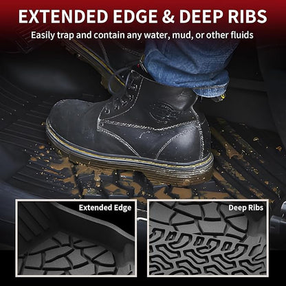 LASFIT Floor Mats for Ford Bronco 2-Door 2026 2025 2024 2023 2022 2021(Not for Bronco Sport) All Weather TPE Custom Fit Car Floor Liners, 1st & 2nd Row, 3pcs Black