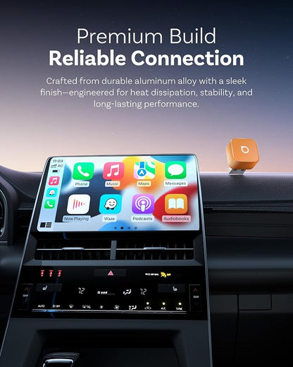 OTTOCAST Mini Cube 3.0 Wireless CarPlay & Android Auto Adapter 2026– Plug & Play, Fast Auto-Reconnect (Orange)