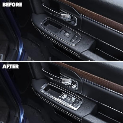 Window Lift Switch Cover Interior Button Trim Kit for Dodge RAM 2010-2017/for 2011-2021 Dodge Charger Durango（Chrome