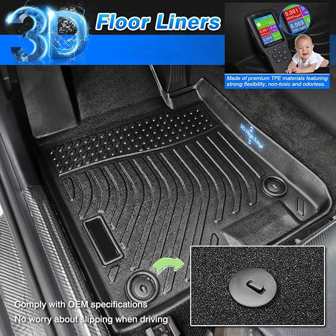 Cartist Floor Mats Fit for Jeep Compass 2017-2024 2025, All Weather Floor Mats for Compass Accessories, Front & 2nd Row TPE Waterproof