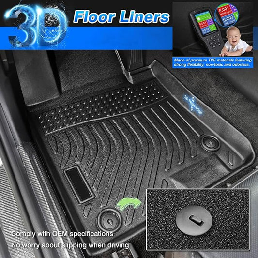 Cartist Floor Mats Fit for Jeep Compass 2017-2024 2025, All Weather Floor Mats for Compass Accessories, Front & 2nd Row TPE Waterproof