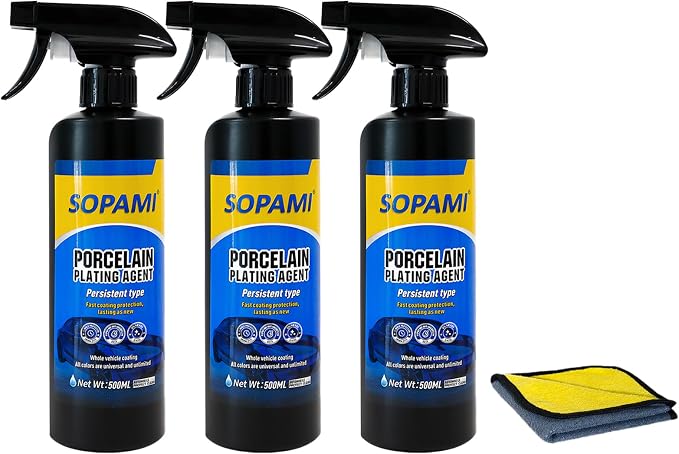 SOPAMI 3-Pack （500ml/16.91Ounces）Advanced Car Coating Spray, Quick-Acting Polish & Wax for Scratch Removal, Waterless Wash, and Glass Oil Film Cleaning