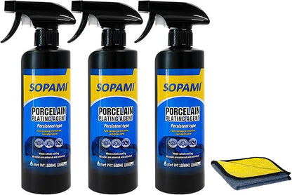 SOPAMI 3-Pack （500ml/16.91Ounces）Advanced Car Coating Spray, Quick-Acting Polish & Wax for Scratch Removal, Waterless Wash, and Glass Oil Film Cleaning