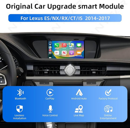 Decoder Adapter Retrofit Kit Compatible with Lexus 2014-2017 ES200/NX2O0/NX300/ES250/ES300/RX200t/CT200h/IS250, Supports Wireless CarPlay Android Auto/ Voice Control/ Mirror Link/ Camera/USB Drive