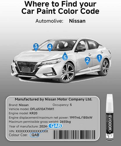 Touch Up Paint Compatible with Nissan Exact Match 2 in 1 Touch up Paint for Chips and Nicks Repair (Pearl White Tricoat(QAB) Compatible with 370Z/Altima/Armada/Cube/Frontier/GT-R/Juke/Leaf/Maxima/Murano/NV/Pathfinder/Quest/Rogue/Rogue-Select/Rogue-Spor...