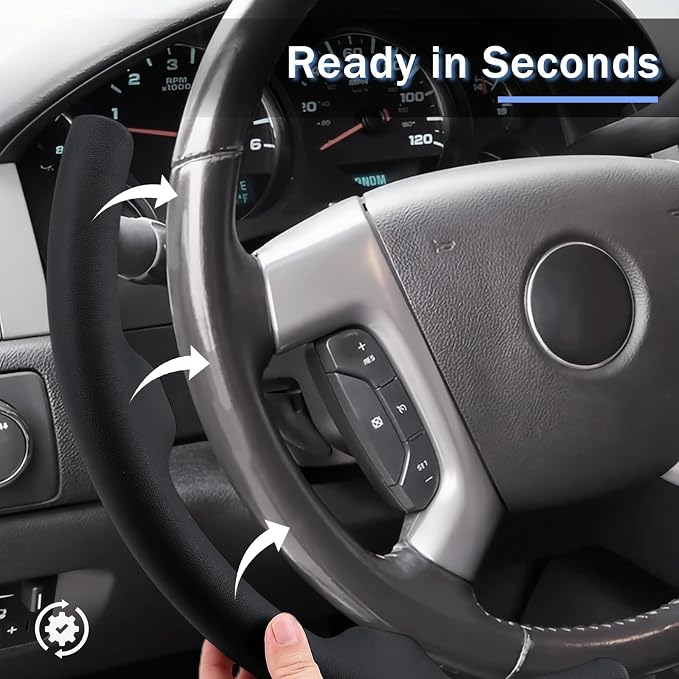 Steering Wheel Cover for Chevy Silverado 1500 GMC Sierra 1500 2007-2013/2500 3500 Chevrolet Tahoe Suburban Yukon (Yukon XL) 2007-2014/ Traverse 2009-2017/ GMC Sierra 2500HD 3500HD 2008-2014