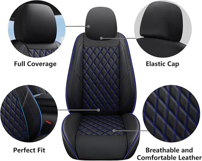 F150 Seat Covers, Custom Ford F150 Truck Seat Cover Fit for 2015-2025 F150 and 2017-2025 F250 F350 F450 Super Duty Crew Cab XL XLT Lariat King Ranch Platinum (Black blue, Front and Rear(5 seats))