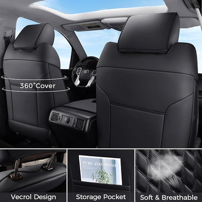 Huidasource Front Seat Covers for Dodge Ram 1500, 2Pcs Waterproof Leather Seat Cushion Covers Custom Fit for 2009-2025 Ram 1500, 2010-2025 Ram 2500/3500 Crew Cab/Mega Cab (Concave Front/Black)