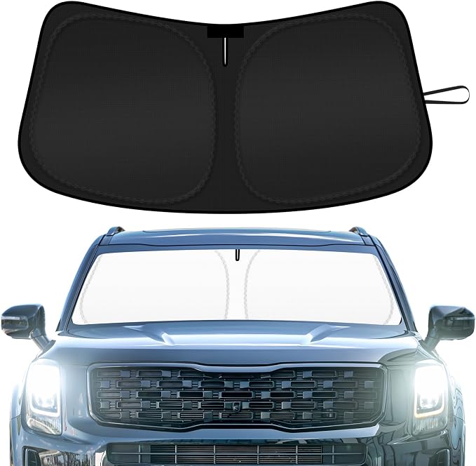 Car Windshield Sun Shade Compatible with 2020 2021 2022 2023 2024 2025 2026 Kia Telluride Accessories Foldable Front Window Sunshade Custom Windshield Cover Sun Visor