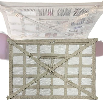 Overhead Car Organizer, Compatible with Jeep Gladiator Sport/Rubicon 2020-2025 Car Roof Storage Net Universal Car Ceiling Storage for Camping Storage Bag,Beige-Large