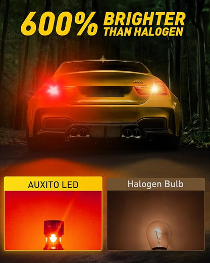 AUXITO CANBUS 1157 LED Bulbs Red with Built-in Resistor 2057 2357 7528 BAY15D Anti Hyper Flash Error Free Brake Lights, Tail Lights, Stop Lights, Turn Signal Lights, Pack of 2