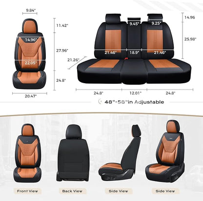 Coverado Car Seat Covers with Lumbar Support, Front Covers for Cars, Universal Automotive Seat Cover, Waterproof, Leather Car Seat Cushion, Interior Seat Protectors for Most Cars