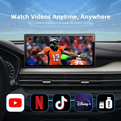 4-in-1 Wireless CarPlay Android Auto Adapter Magic AI Box 3.0 Built-in Play Store Video Apps, Supports TF Card & USB Drive, USB/Type-C, Fits for Built-in Wired CarPlay Car