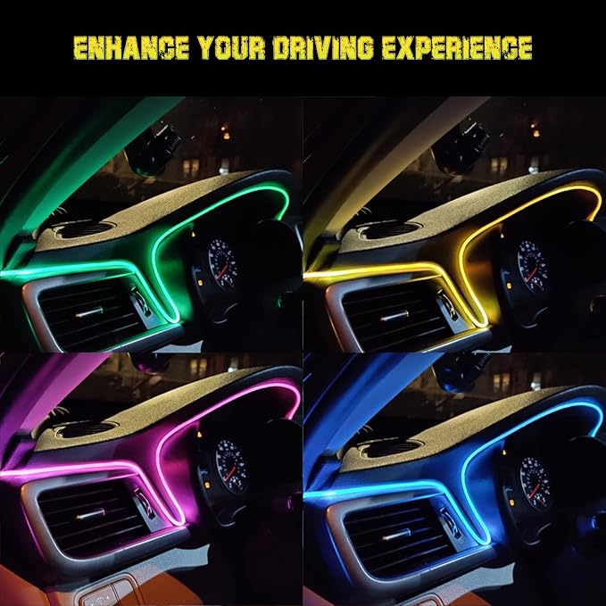 Jushope Interior Car LED Strip Lights, RGB USB Car Ambient Lighting with Wireless APP & Remote Control, Car Accessories Fiber Optifc Lights Sync to Music (2 LED/157 inches)