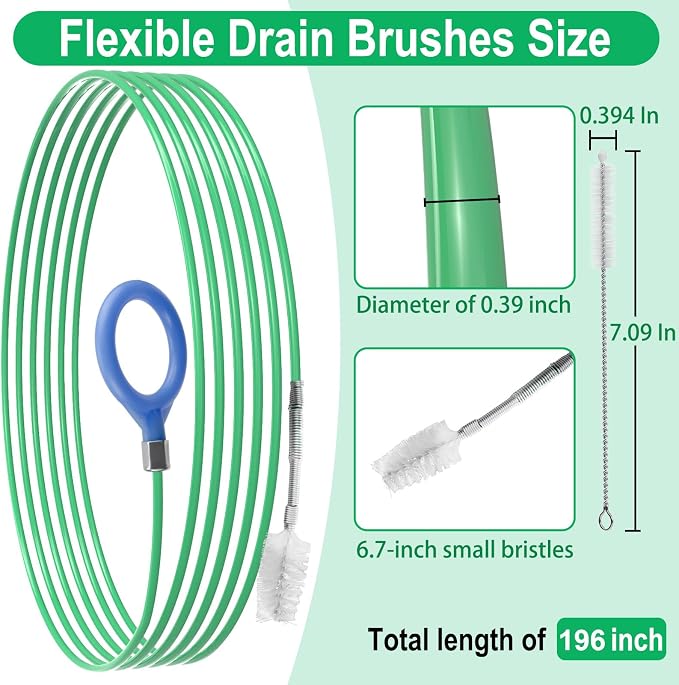 ecocstm Auto Sunroof Drain Cleaning Tool, 196 Inch Flexible Tube Cleaning Brush, Flexible Drain Brush Extra Long Pipe Cleaners for Car, Car Sunroof Drain Hole Cleaner for Drains, Sewers, Windshields
