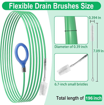 ecocstm Auto Sunroof Drain Cleaning Tool, 196 Inch Flexible Tube Cleaning Brush, Flexible Drain Brush Extra Long Pipe Cleaners for Car, Car Sunroof Drain Hole Cleaner for Drains, Sewers, Windshields