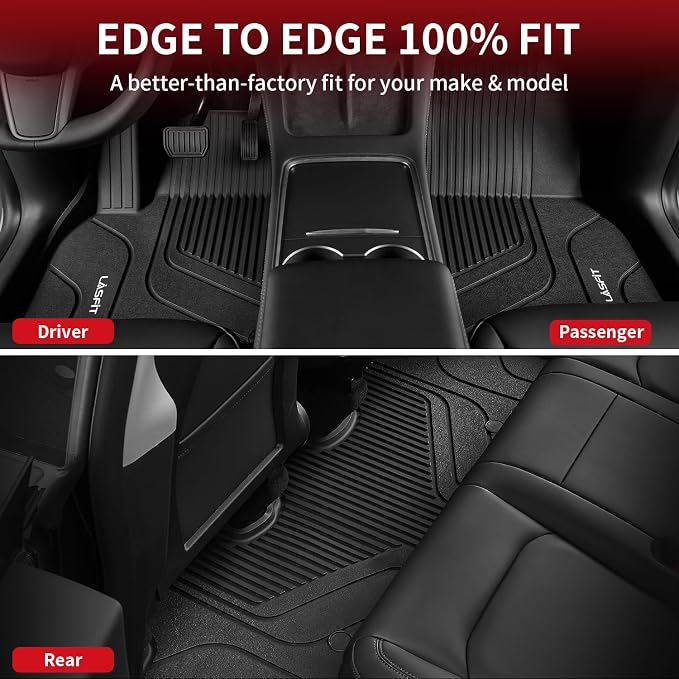 LASFIT Premium Extra Thick Floor Mats for Tesla Model 3 Highland 2024 2025 2026 Custom Fit TPE All Weather Model 3 Interior Accessories Cargo Liner Front Rear Trunk Mat Full Set Car Mats 6 PCS