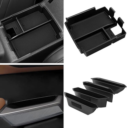 5PCS Center Console Tray for 2025 2026 Ford Bronco Accessaries 4 Door Full Size 2025 Bronco Front Rear Door Handle Pocket Storage Box ABS Material(Not Applicable Sport Models)