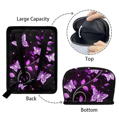 BIGCARJOB Purple Butterfly Print Car Trash Bags Hanging Automotive Car Garbage Bin with Adjustable Straps Reusable Auto Trash Bin Garbage Bags Butterfly Auto Accessories for Front Seat