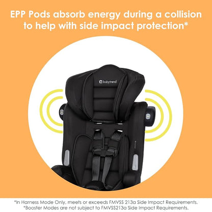 Baby Trend Hybrid SI 3-in-1 Combination Booster Seat, Hoboken Black – Side-Impact Protection, 3-Stage Growth Design, Adjustable Headrest, Cushioned Comfort