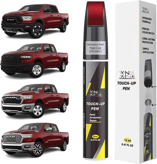 XNA Delmonico Red Pearl-Coat(PRV/NRV) for Dodge Ram Touch Up Paint, 2 in 1 Car Scratch Remover with Pen Tip and Brush, Exact Color-Matched for Car Paint Scratch Repair, Quick & Easy Fix Chips and Nicks