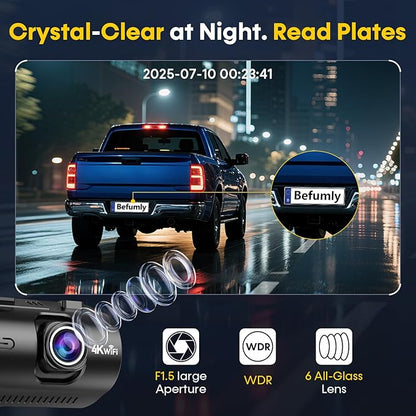 Front and Rear Dash Cam for Truck: 4K+1080P Dual Dash Camera for Pickup Ford F150 F250 Ram 1500-5G WiFi Quick Video Access 15-Min Install Record Every Moment for Accident Evidence by Befumly