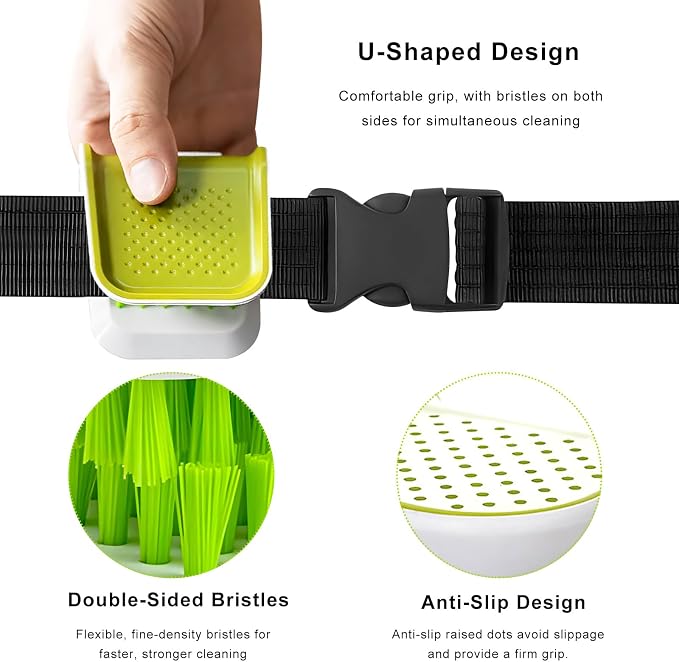 Car Seat Belt Cleaning Brush, Anti-Slip U-Shaped Seatbelt Detailing Tool with Double-Sided Bristles, Multifunctional Car Safety Belt Brush Tableware Cleaning Tool