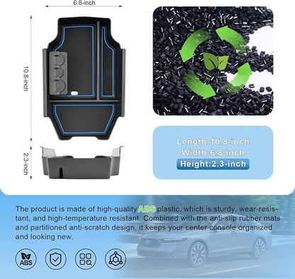2023-2025 2026 Accord Hybrid Center Console Organizer for Honda Accord (LX/SE/EX/EX-L/Sport/Sport-L/Touring),Durable ABS Plastic Console Tray Insert 2026 Accord Accessories w/Coin Holder (Blue)