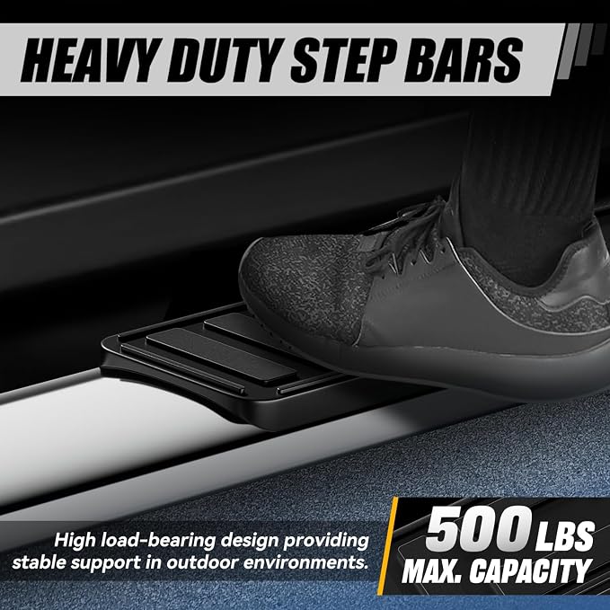 Auto Dynasty 5" Running Boards Compatible with 1999-2014 Chevy Silverado GMC Sierra 1500 2500 3500 Extended Cab, Stainless Steel Nerf Bars, Polished Chrome Non-Slip Side Steps