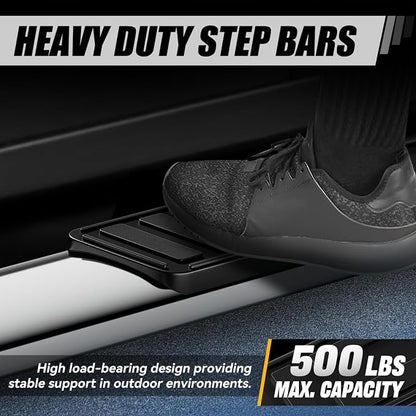 Auto Dynasty 5" Running Boards Compatible with 1999-2014 Chevy Silverado GMC Sierra 1500 2500 3500 Extended Cab, Stainless Steel Nerf Bars, Polished Chrome Non-Slip Side Steps