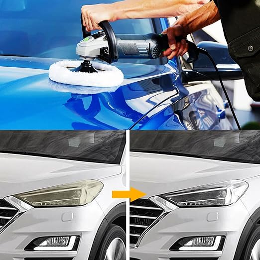 Linkstyle 6PCS 7 Inch Wool Polishing Buffing Pads Kit, Lambswool Buffer Bonnets with Drawstring, Soft Wool Buffing Pads for Car Detailing, Furniture, Glass, Metal and DIY Surface Finishing