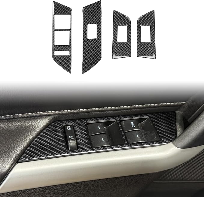 Premium Carbon Fiber Compatible with Ford Edge 2011-2014 2012 2013 SEL/Limited/SE/Sport Accessories Car Window Lift Button Panel Kit Cover Interior Trim Sticker Decal Black 4PCS