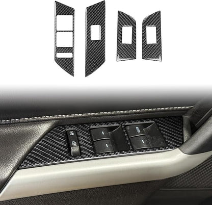 Premium Carbon Fiber Compatible with Ford Edge 2011-2014 2012 2013 SEL/Limited/SE/Sport Accessories Car Window Lift Button Panel Kit Cover Interior Trim Sticker Decal Black 4PCS